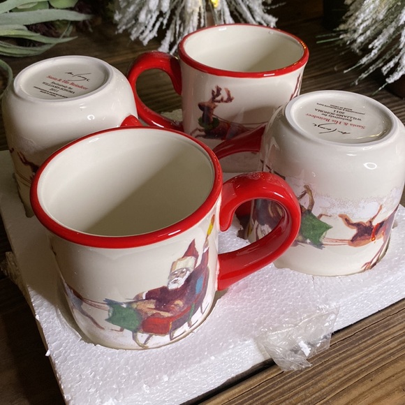 Williams Sonoma Marc Lacaze Designed Santa and his Reindeer Mugs - Set of 4 🎅🏻 - Picture 15 of 16